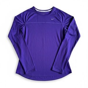 Nike Dri-FIT Long Sleeve Running Top Purple Lightweight Performance Size Medium